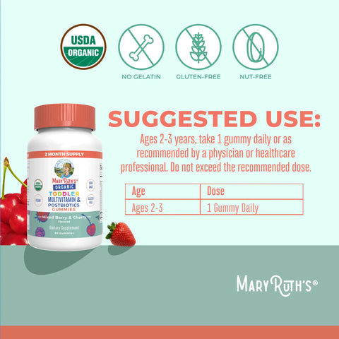 Organic Toddler Multivitamin + Postbiotics Gummies