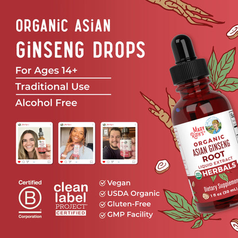 Asian Ginseng Drops, Org, 1 oz