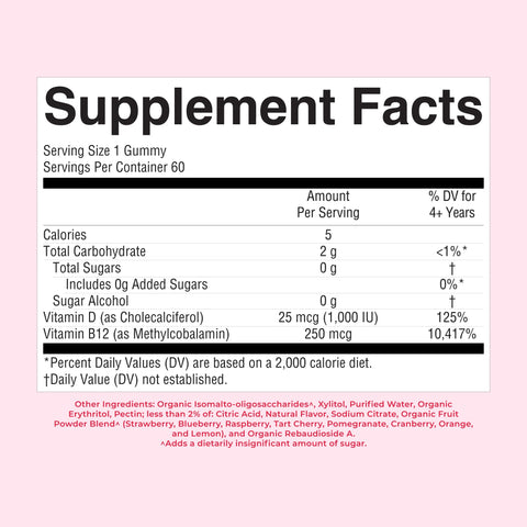 Sugar-Free D3 + B12 Gummies