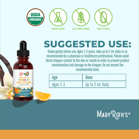 Organic Toddler Multivitamin Liquid Drops With Iron